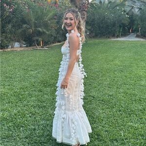 Zimmermann Petal Appliqué Linen-Silk Corset Gown size 1 (US size 4-6)